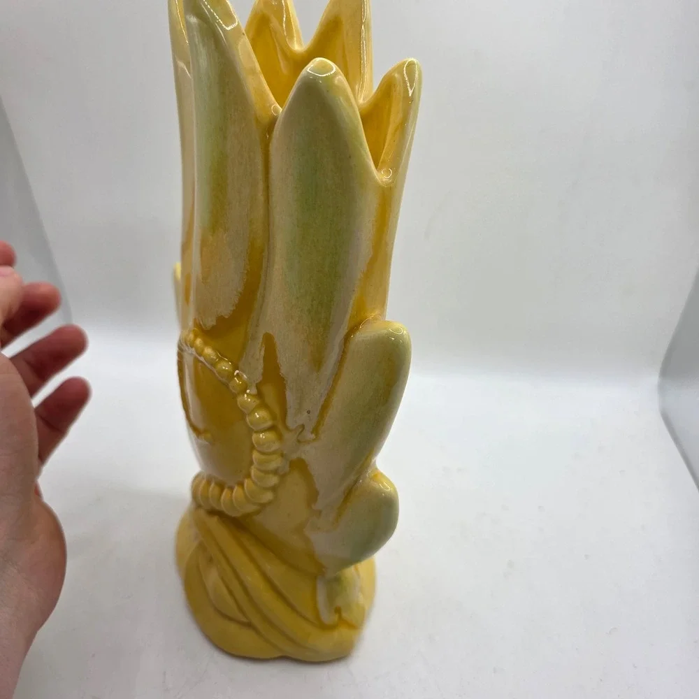 Vintage Royal Haeger Yellow Leaf Vase MCM Sculptural Art Pottery USA Large
